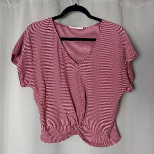 Lush Red and White Striped Top